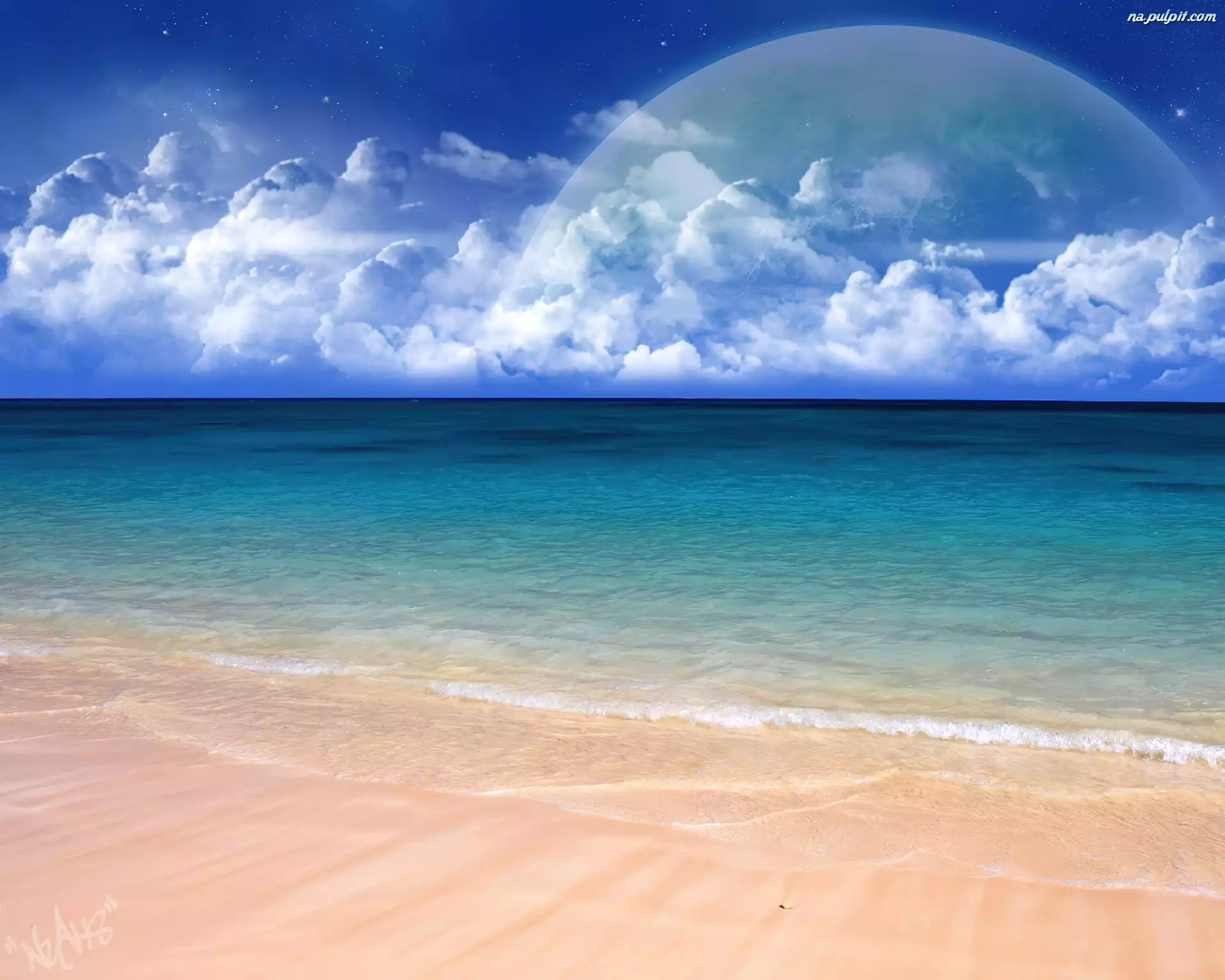 Planeta, Morze, Chmury, Plaża